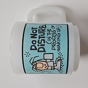 Vintage Glasbake USA Milk Glass "Do Not Disturb" Coffee Tea Mug